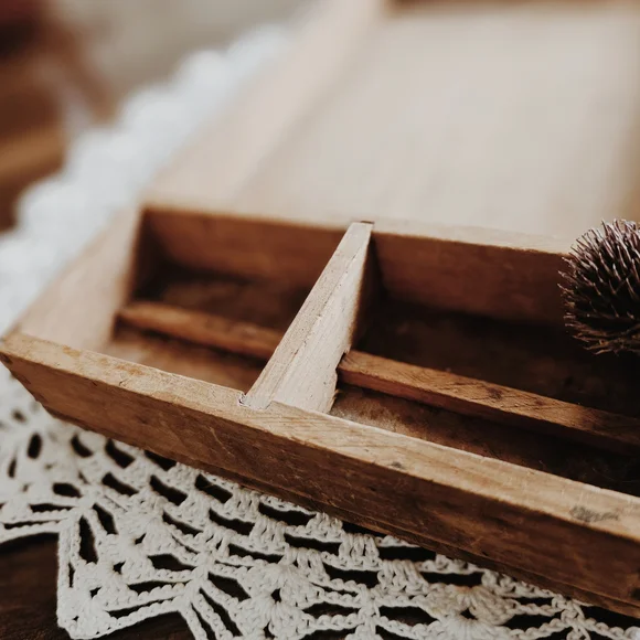 Vintage Primitive Wooden Organizer With Compartments - Picture 4 of 5